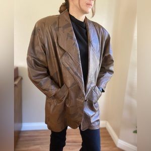 Vintage brown leather blazer